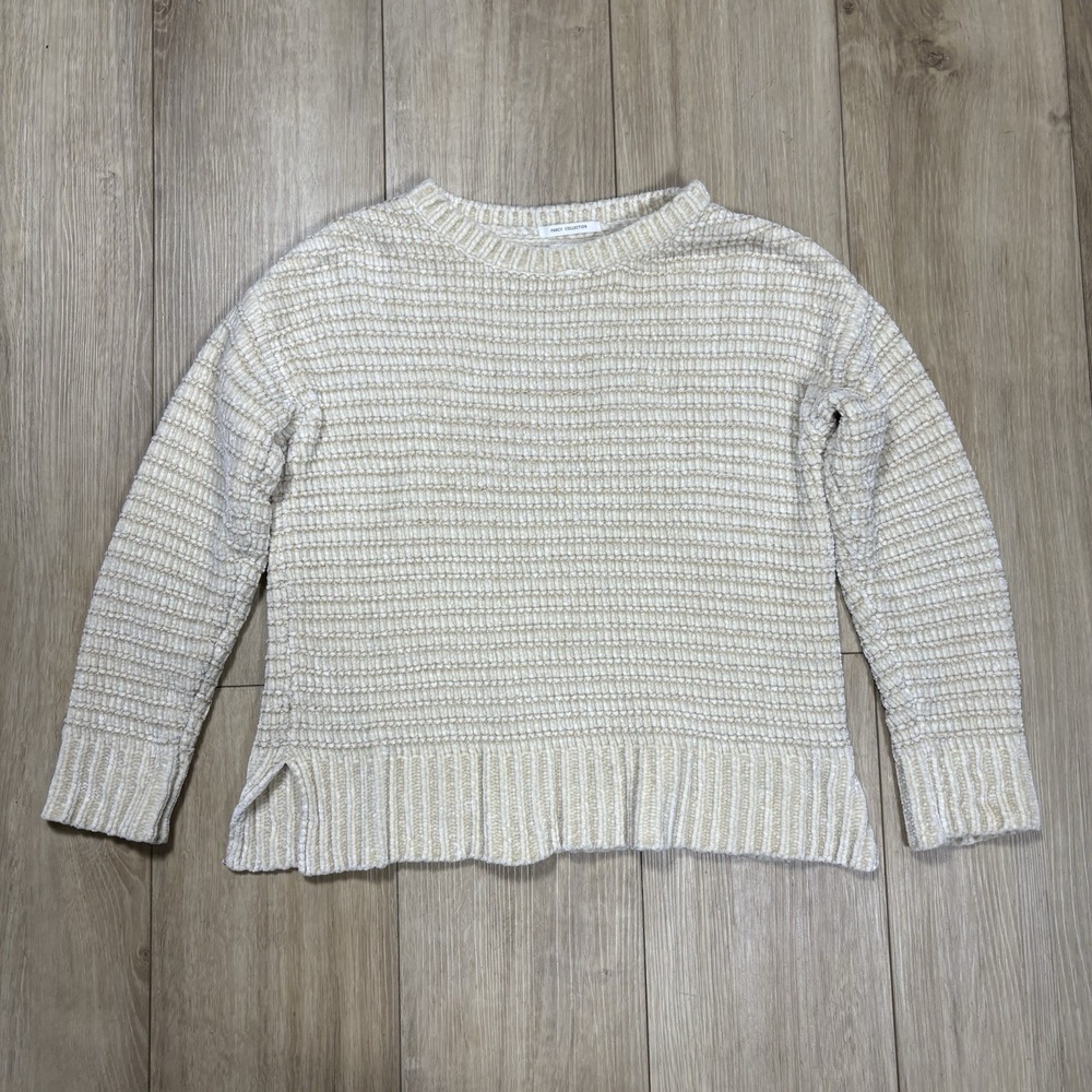 Zara Girls Knitwear Fancy Collection Beige Gold Tinsel Crewneck Sweater‎ Size 10